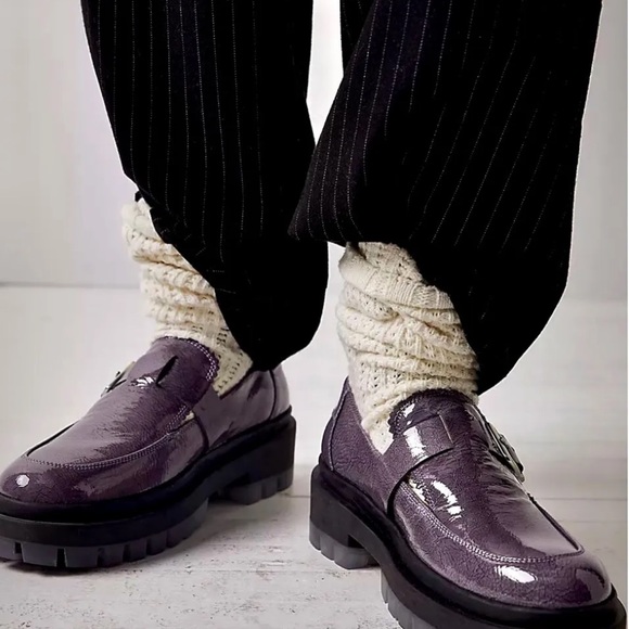 Free People Mackensie MJ Loafer Lug Sole Purple Gray Patent Leather - Picture 3 of 10